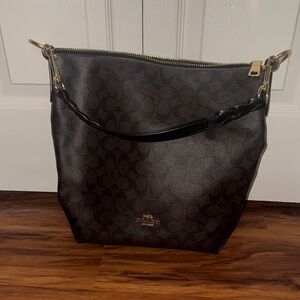 Coach Black and Brown Signature Shoulder Bag